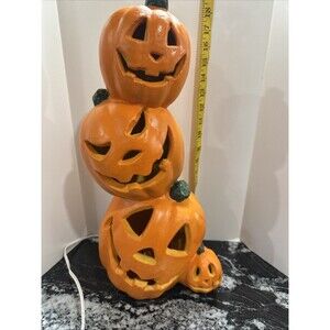 Vtg 1999 Paper Magic Stacked Jack-O-Lantern Pumpkin Lighted Totem Halloween Rare